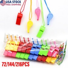 72-216x Plastic Whistles Bulk Whistles Training Sports Whistles with Lanyard, Lo
