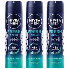 Nivea Men Fresh Ocean 48 Hour Deodorant Spray, 5oz (150ml) (Pack of 3)
