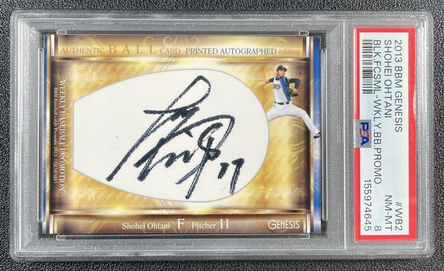 SHOHEI OHTANI PSA 8 2013 BBM GENESIS #WB2 ROOKIE BLACK FACSIMILE AUTO PROMO 4645