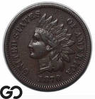 1870 Indian Head Cent Penny, Tough Key Date, Choice XF, Bids: 435