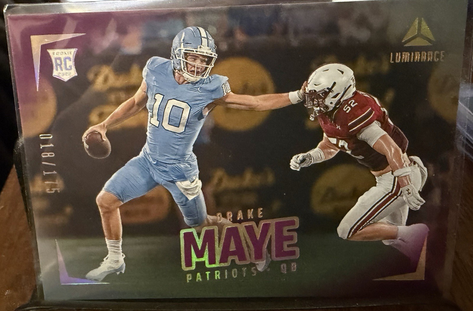 2024 Panini Luminance - Rookies Drake Maye #177 Purple 18/175 (RC)