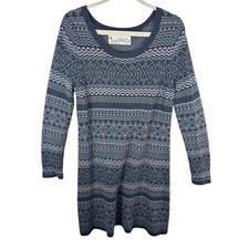 Aventura Gray Patterned Long Sleeve Scoop Neck Knee Length Sweater Dress Size L