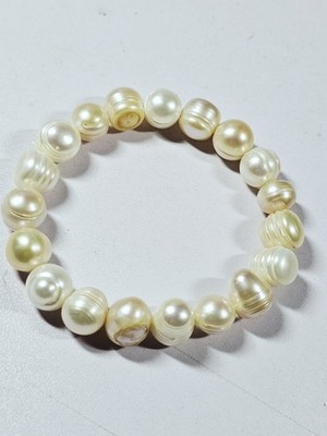 Süßwasserperlenarmband: weiße ovale Perlen, Hochzeitsarmband