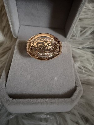 585 RG Rotgold plattiert Walzgold Ring UK Größe Q USA Größe 8 Durchmesser 18 mm
