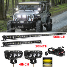Combo 50 20 Led Light Bar 4 Spot Pods Wire Fit For Jeep Wrangler Jk Combo 50 20 Led Light Bar 4 Spot Pods Wire Fit For Jeep Wrangler Jk