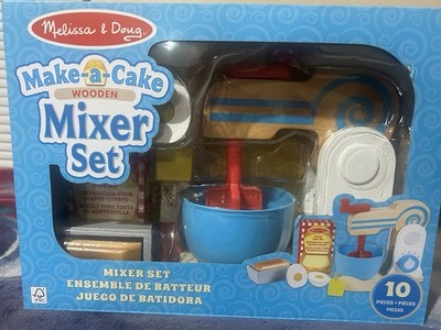 Melissa & Doug Wooden Make-A-Cake 10 Piece Mixer Set NEW
