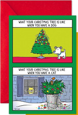 Hallmark Funny Christmas Card DOG & CAT  with...