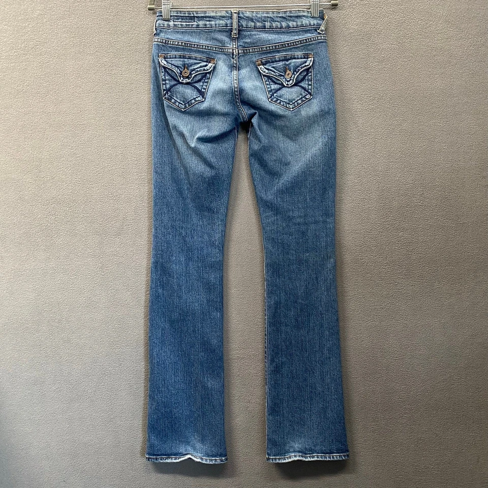 De Colección Y2K Delias Reese Tiro Bajo Corte Bota Jean Juniors 3/4R Azul Denim Indie Grunge Foto 2 de 4