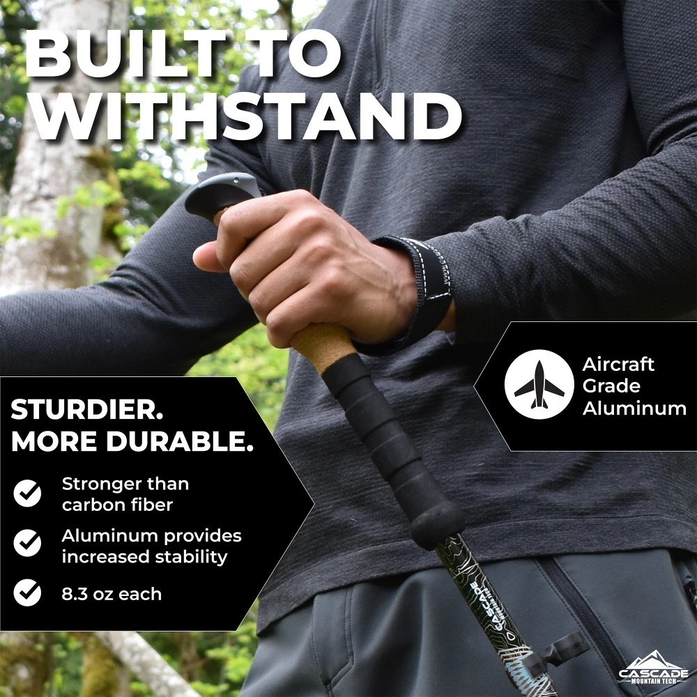 Aircraft Grade Aluminum Quick Lock Trekking Poles Cork Grip - thumbnail 2