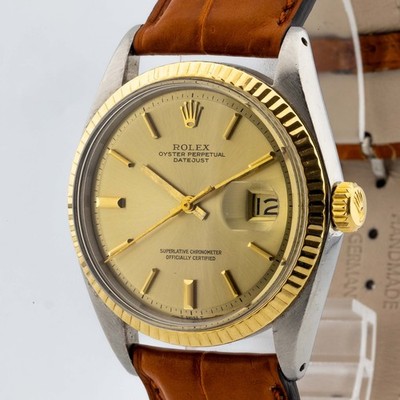 Rolex Datejust 36 Ref. 1601 Edelstahl 18K Gelbgold Automatik 36mm Krokoleder