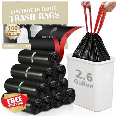 XLHOMO 2.6 Gallon 100 Count Black Trash Bags