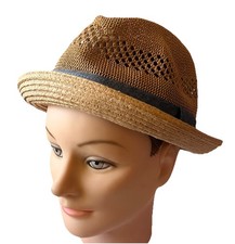 Epoch Hats Company Men  s Brown Fedora Grosgrain Multicolored Hatband Sm/M New