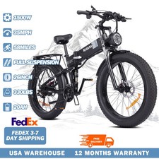 1500W 48V 20Ah Electric Bike Adults 35MPH Folding eBike 26" Electric Dirt Bike