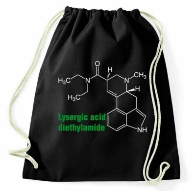 LSD Lysergsäure Diethylamid Molekül Strukturformel Turnbeutel Sportbeutel Leary