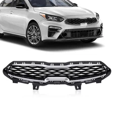 For 2019 2020 2021 Kia Forte Grille Mesh Style Chrome Front Bumper Upper Grill