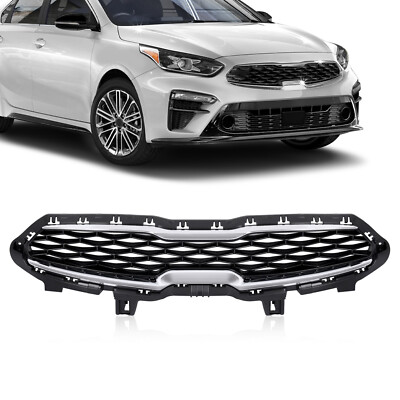 For 2019 2020 2021 Kia Forte Grille Mesh Style Chrome Front Bumper Upper Grill