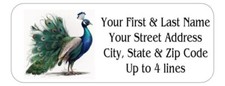 150 Peacock Mailing Return Address Labels Personalized 1 x 2 5/8 in.