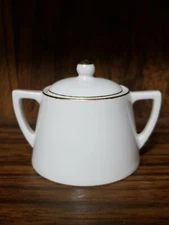 Nippon Handpainted China Small Sugar Bowl & Lid White with Gold trim 