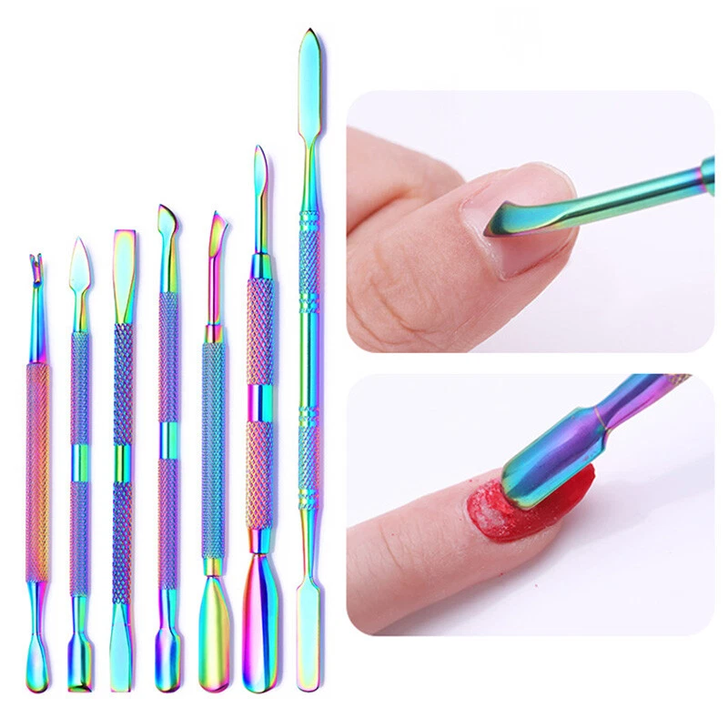 Herramienta de pinza de uñas removedor de gel UV piel muerta empujador de cutículas arte en uñas de doble extremo↔ Foto 4 de 4