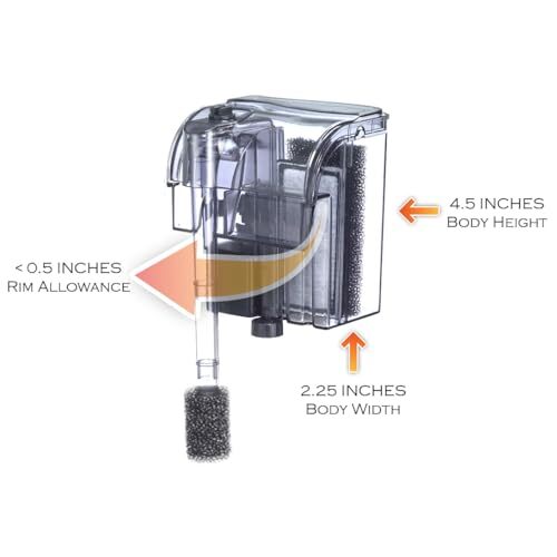 Finnex PF7 Nano Aquarium HOB Power Filter, 52 GPH, up to 7.5 Gallon