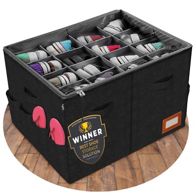 Schuh Aufbewahrungsbox robust 16 Paar Kapazität Organizer mit Reißverschluss Klarsichthülle