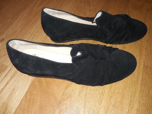Amalfi by Rangoni Italy Women Black Suede Hidden Wedge Flats Size 11 - Picture 2 of 12