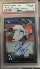 2016 Bowman Chrome Draft Gavin Lux Purple Ref Auto JERSEY#9/250 PSA 🔥🔥🔥🔥🔥🔥