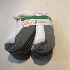 Wonder Nation Grey And White Toddler Ankle Socks 10-Pairs 3-5T