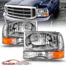 For 1999-2004 Ford SuperDuty F250/350/450/550/ 00-04 Excursion Chrome Headlight