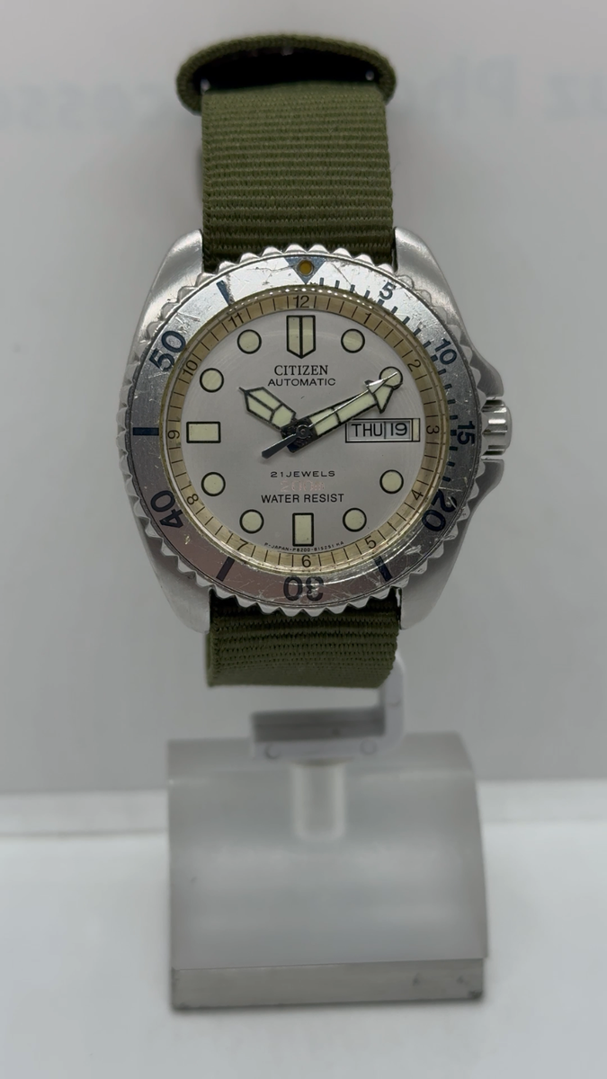 Citizen 4-824181 Vintage Automatic Divers Wrist Watch Rare