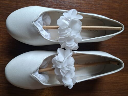 NEW Size 1 Monsoon Flower girl/Bridesmaid white satin shoes - Picture 5 of 5