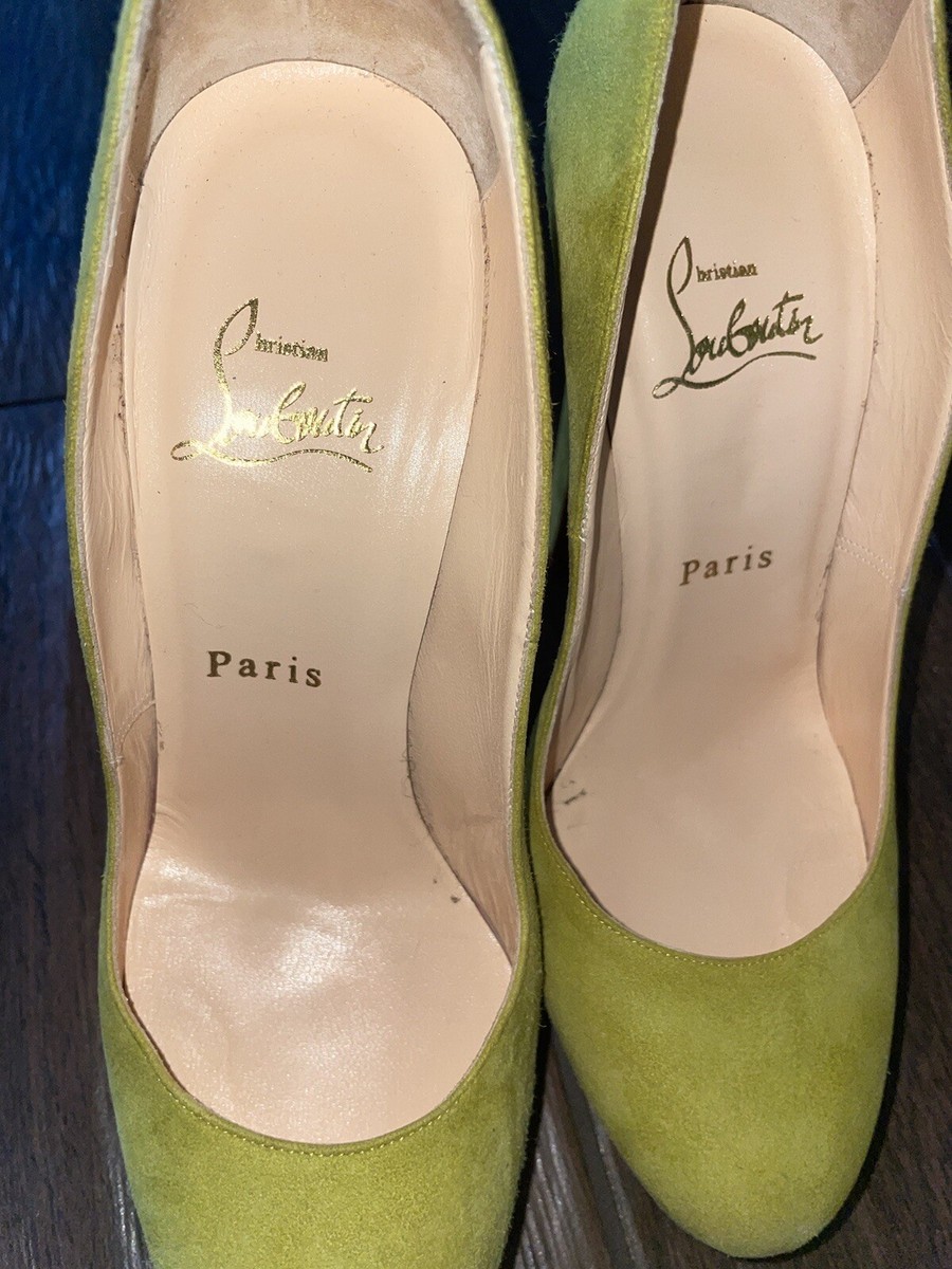 Christian Louboutinエナメルグリーン ハイヒール CHRISTIAN LOUBOUTIN Bambou Suede Royal Chartreuse Green