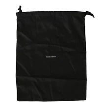 DOLCE & GABBANA Dustbag Cover Bag Cotton Black Drawstring Shoebag 45cm x 33cm