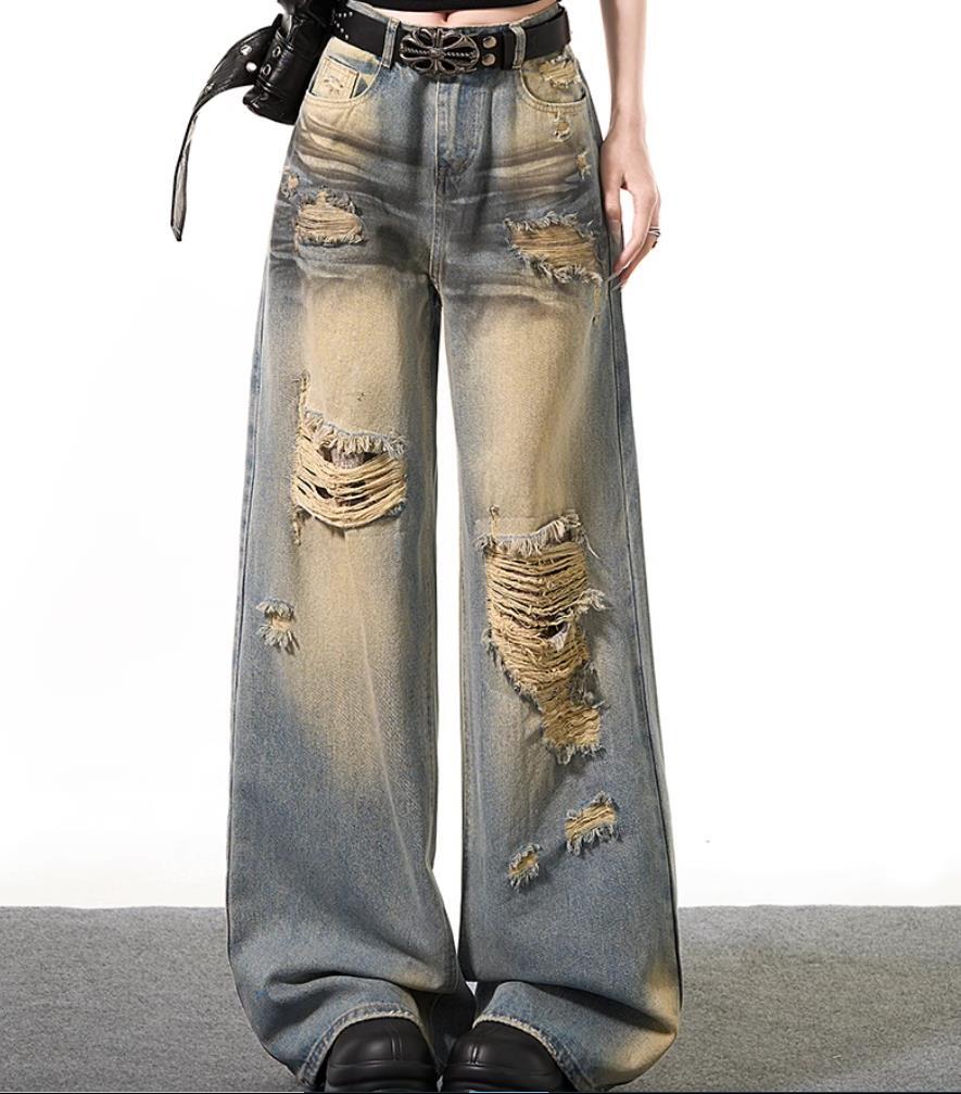 パンツ TSY RIPPED WIDE STRAIGHT DENIM INDIGO L RIPPED WIDE STRAIGHT DENIM 【BLACK TAG】// INDIGO