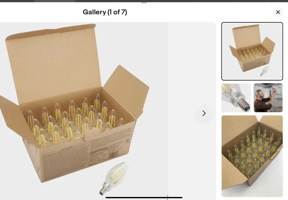 Box of 24 GE 60-Watt Clear B10C Daylight Blunt Tip LEDs w/ Candelabra base - Image 2 of 4
