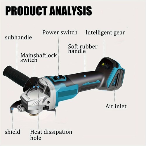 Macchina Smerigliatrice Angolare Professionale Senza Fili , 2 batterie, 18V - Picture 4 of 6
