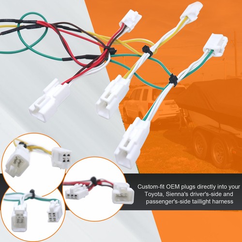 Custom T-connector 4 Way Flat Trailer Wiring Harness for 2015-2021 Toyota Sienna - Picture 3 of 7