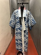 Antique Japanese padded winter kimono handstitched indigo boro cotton 1900s