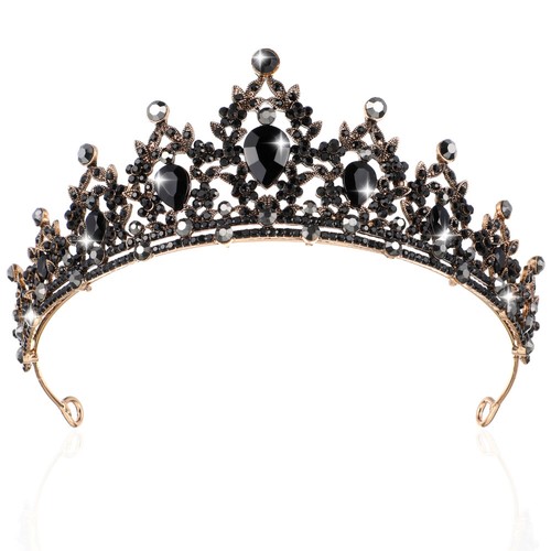 Women Gothic Crown Rhinestones Tiara Baroque Style Wedding Bridal Crown - Picture 2 of 12
