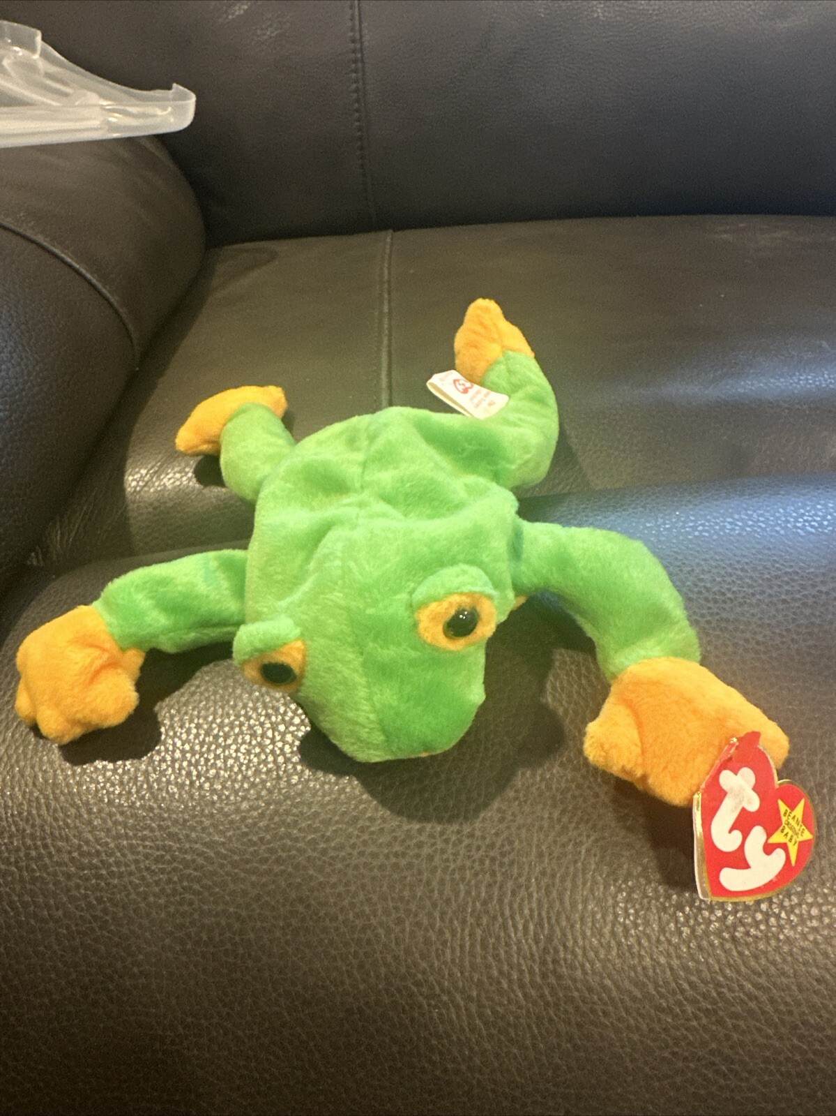 🐸Vintage TY Beanie Baby Smoochy the Frog 1997 Retired With Tags 🐸SH IN ZIPLOC 