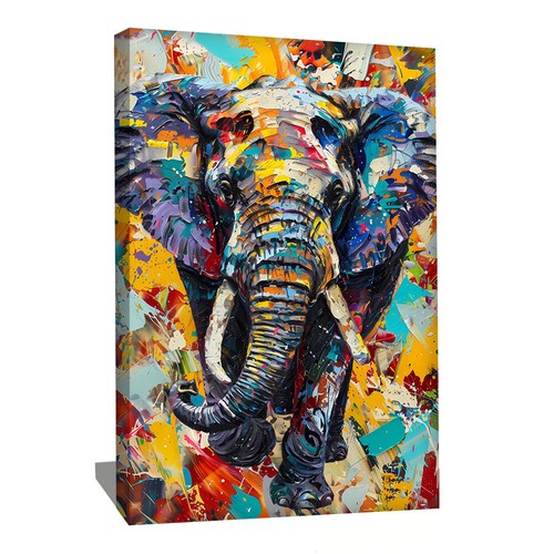 Elephant Canvas Wall Art Framed Colorful Abstract Print Street Art Pop Art Decor - Picture 9 of 10