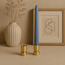 Solid Brass Taper Candle Holder – Matte Satin Finish Candlestick Centerpieces