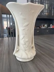 Vintage 1942 Nelson McCoy Flowers & Leaves Double Handle Vase, Off White, Nice