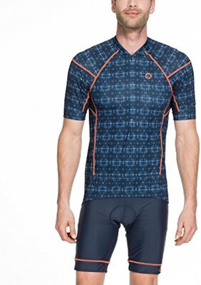 Gregster Herren Fahrradhose Fahrradtrikot Set Radtrikot Bilbo, Dunkelblau, L,