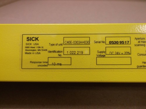 C40E-0303AH030 Sick NEW In Box Safety Light Curtain Receiver 1022219 - Picture 4 of 4