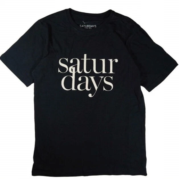 SATURDAYS SURF NYC LOGO PRINT TEE crew neck T shirt XS black Short sleeve tops