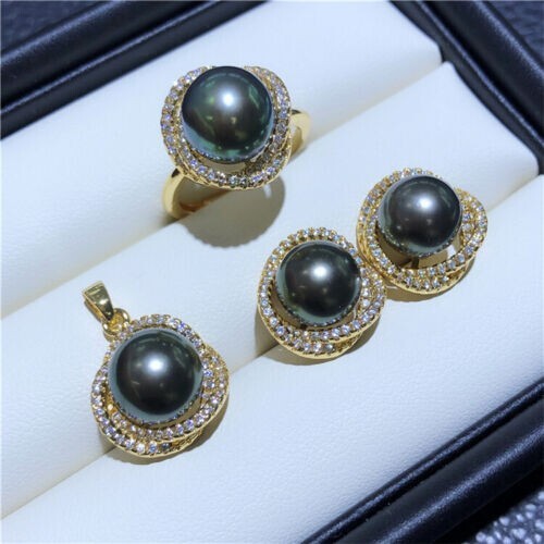 Tahitian Pearl Necklace 8mm South Sea Pearl Stud Earrings Gorgeous