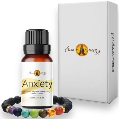 AROMA ENERGY Anxiety Essential Oil & Diffuser Bracelet Set | Chakra Lava Stone | Xmas Gift