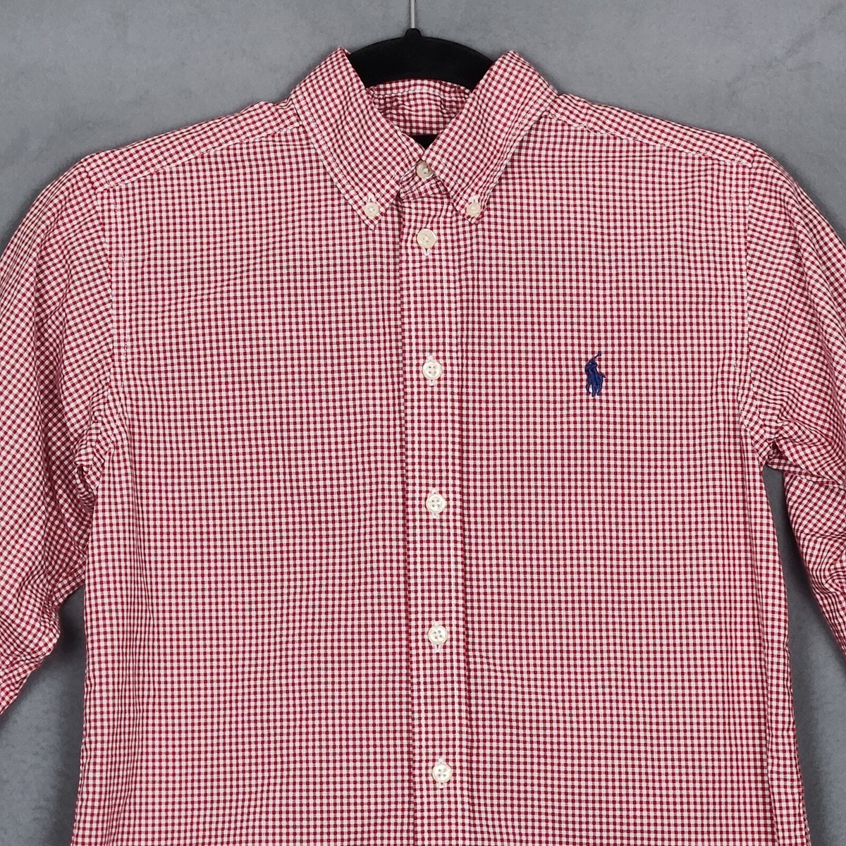 RALPH LAUREN Shirt Boys Teen Medium Red Gingham Button Down Collared Dress