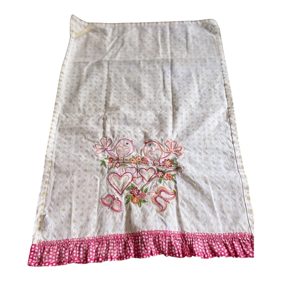 Toalla de cocina retro con detalles artísticos Love Birds borde con volantes rosa primavera Foto 4 de 4